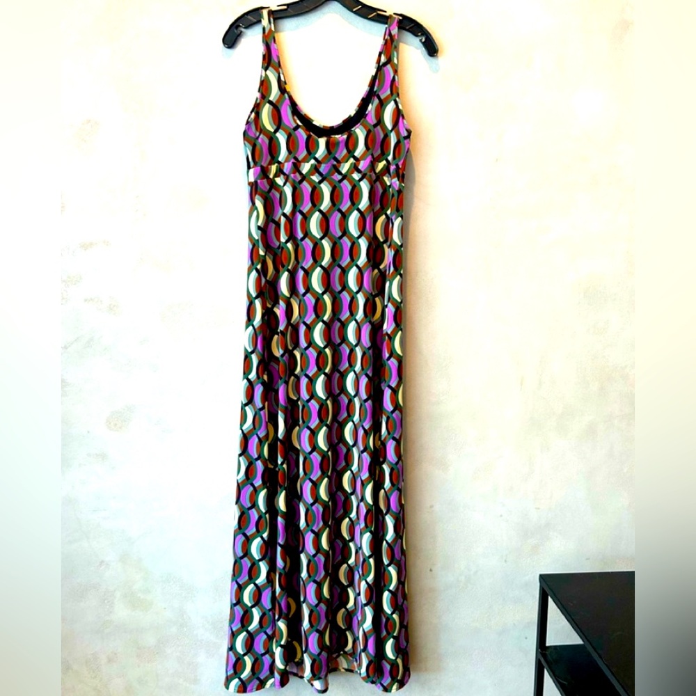 Authentic made /Spain brand name SIYU rare dress Colorful Geometric Maxi size L